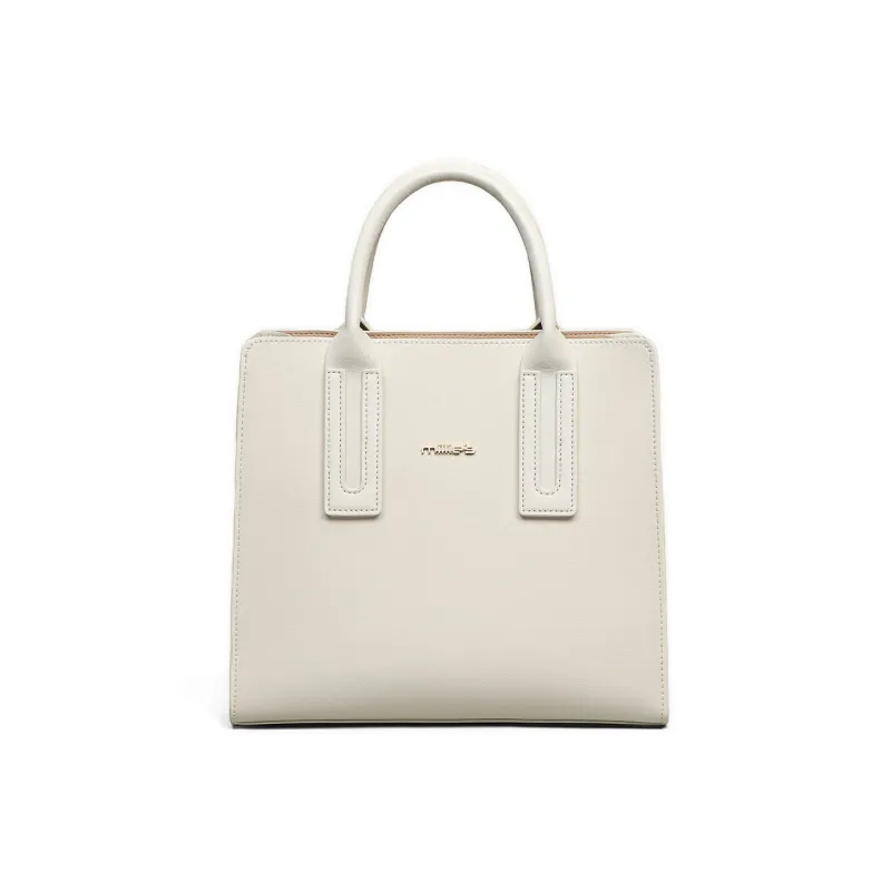 MILLIE'S Cow Leather Patchwork Synthetic Leather Handbags Shoulder Bag Crossbody Bag Women's Ecru/Apricot-1