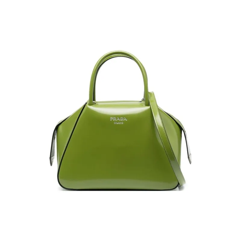 PRADA Calfskin Shoulder Bag Crossbody Bag Handbag Small Size Women's Apple Green-0