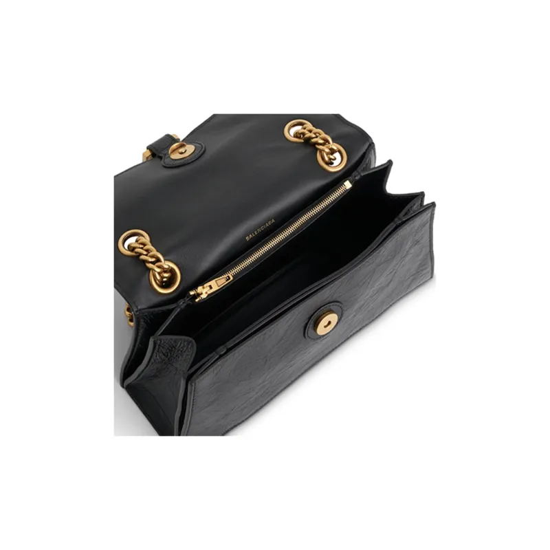 Balenciaga Crush Chain Shoulder Bag Small Black/Aged Gold-7