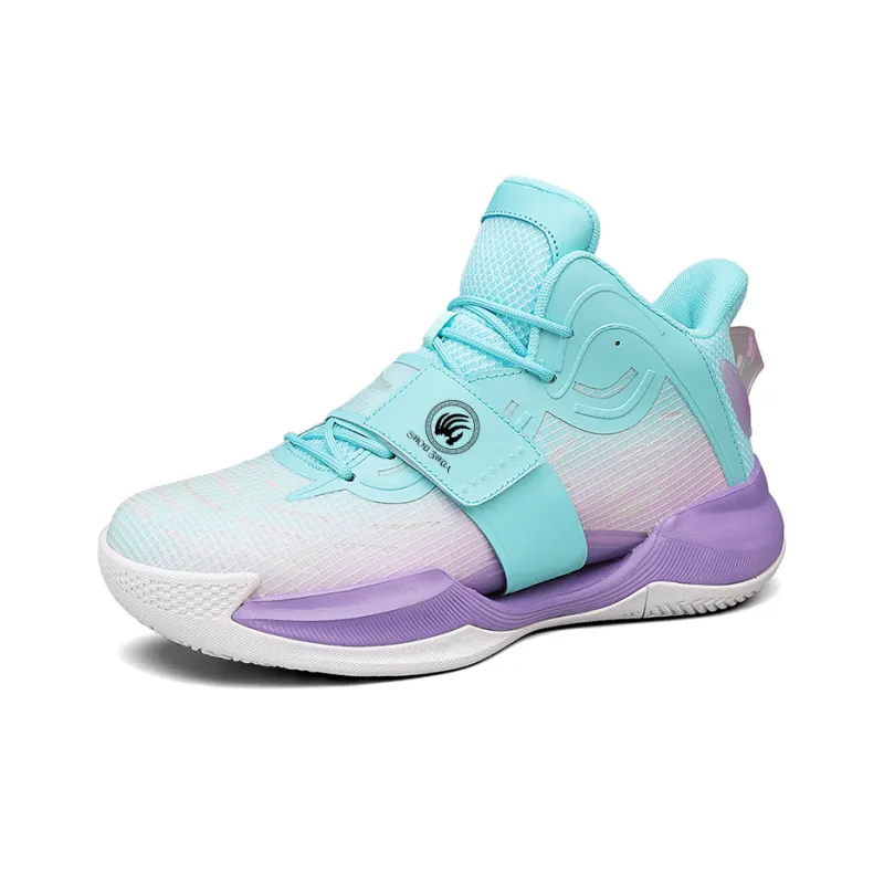 Animal Claws Slip Resistant Mid Top Basketball Shoes Unisex Blue Purple-1