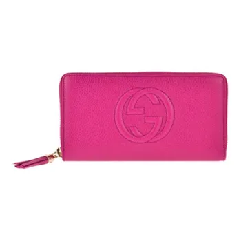 GUCCI Soho Calfskin Wallet Women's Rose Red