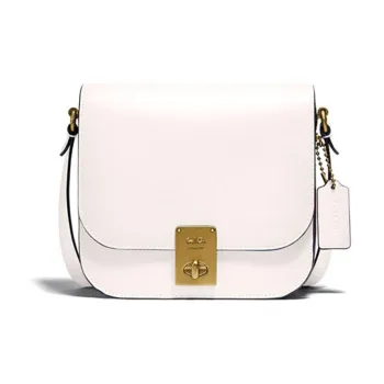 COACH Hutton Leather Saddle Bag Tofu Bag Crossbody Bag Shoulder Bag Women's Pink White