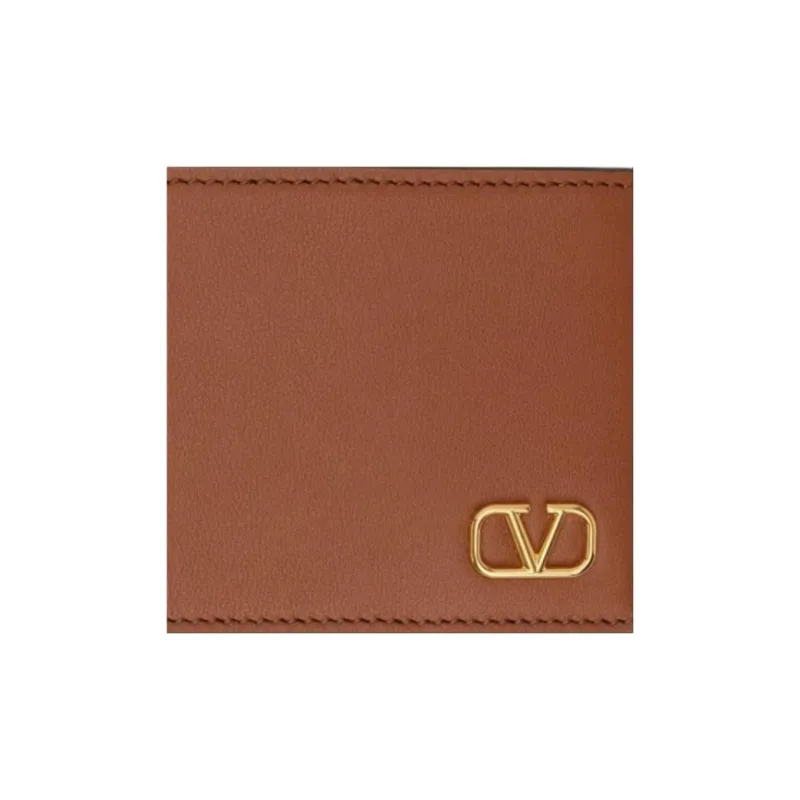Valentino Grained Calfskin Wallet Mini Unisex Brown-3