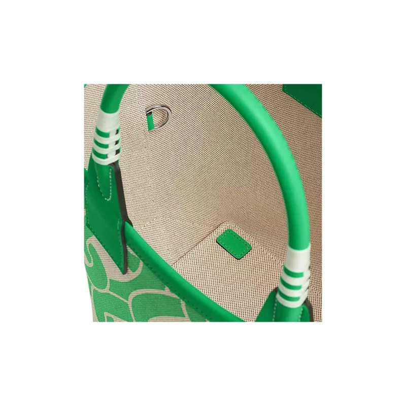 HERMES Steeple H Plume Canvas With Swift Calfskin Tote Bag Shopping Bag Handbag Women's Comics Green/Beige-3