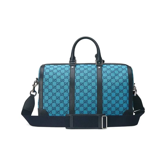 GUCCI Leather Logo Canvas With Leather Shoulder Bag Crossbody Bag Handbag Travel Bag Unisex Blue/Dark Blue-4