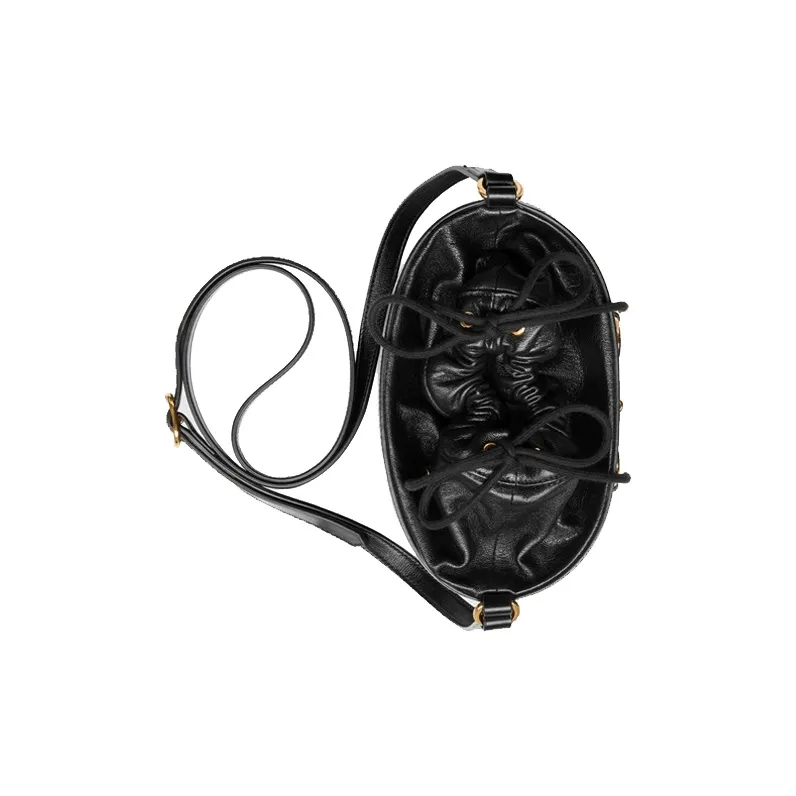 GUCCI Horsebit 1955 Leather Bucket Bag, Shoulder Bag, Crossbody Bag Women's Black-4
