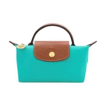 LONGCHAMP Le Pliage Recycled Canvas With Leather Canvas Bag, Dumpling Bag, Handbag Women's Lake Aqua Green