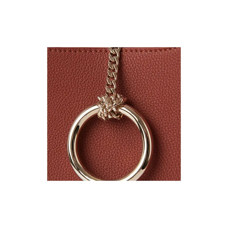 Chloe Grained Calfskin Hobo Bag Shoulder Bag Crossbody Bag Handbag Small Size Women's Tan-4