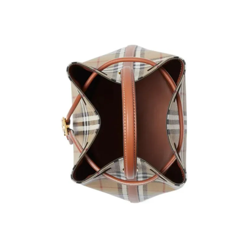 Burberry Polyurethane Bucket Bag, Shoulder Bag, Crossbody Bag Small Size Women's Archive Beige/Briarwood Brown-3
