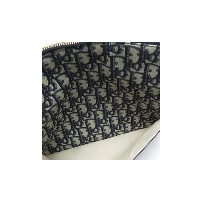 DIOR Canvas With Leather Clutch Women's Beige/Black-4