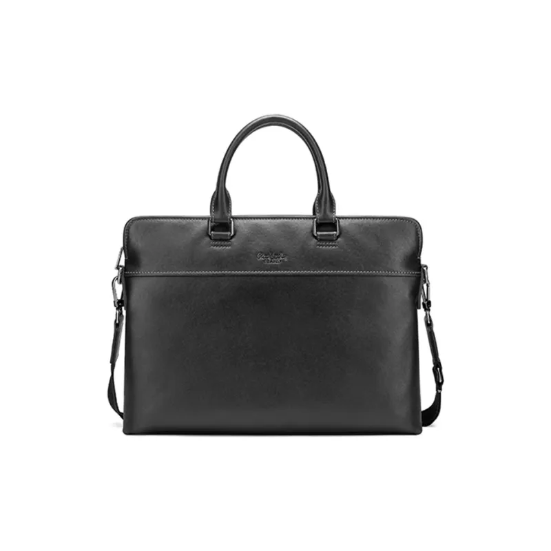 PIERRE CARDIN Top Grain Cow Leather Laptop Bags Briefcases Regular Men's Black-1