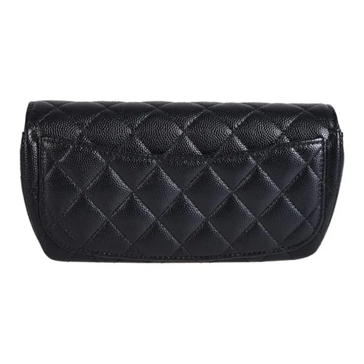CHANEL Caviar Cow Leather Glass Storage Box Crossbody Bag Women's Black-2