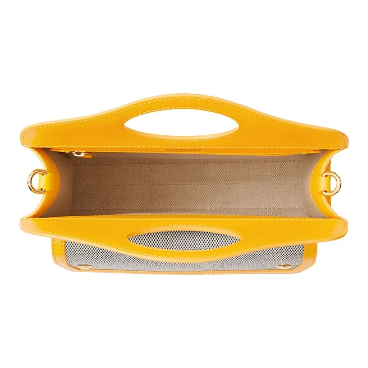 Burberry Horseferry Canvas With Leather Canvas Bag Shoulder Bag Crossbody Bag Handbag Mini Women's Yellow-4