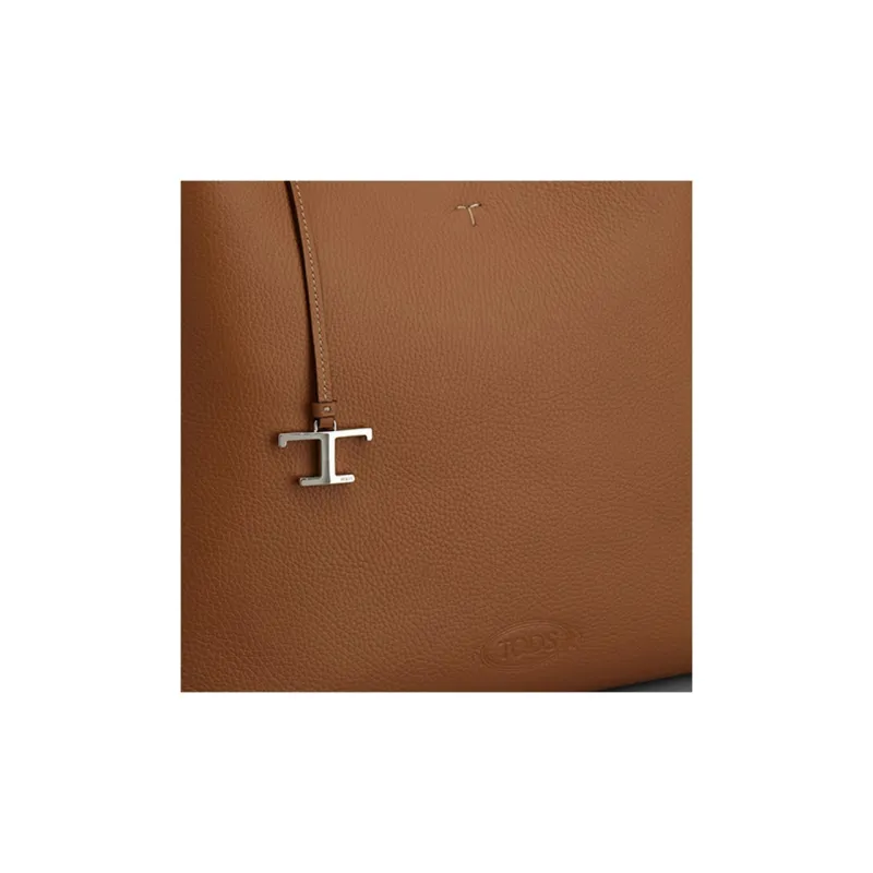 TOD'S Leather Tote Bag Shopping Bag Handbag Medium Size Women's Brown-3