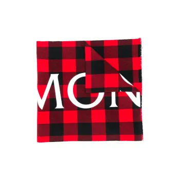 Moncler Logo-check Wool Scarf