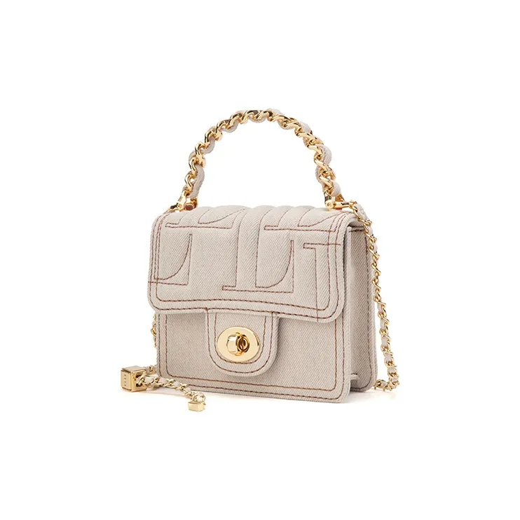 ELLE Fabric Crossbody Bag, Handbag Mini Women's Light Blue/Dark Gray/White-9