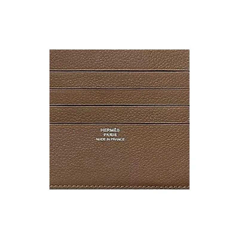 HERMES Citizen Twill Evercolor Calfskin Wallet Regular Men's Wuma Dog Beige/Dark Blue/Bosch Green-2