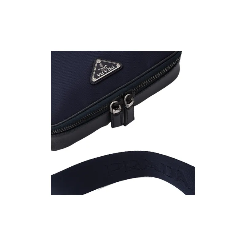 PRADA Re Nylon And Saffiano Leather Removable Pouch Shoulder Bag Navy-4