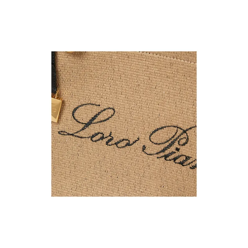 Loro Piana Cotton Blend Canvas Canvas Bag Tote Bag Shopping Bag Handbag Extra Large Women's Beige & Black-3