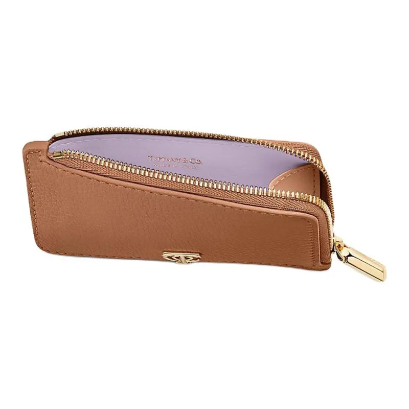 TIFFANY & CO. Leather Card Holder Women's Tan-3