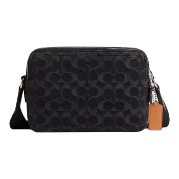 COACH Charter Delicate Calfskin Shoulder Bag Crossbody Bag Medium Size Men's Black