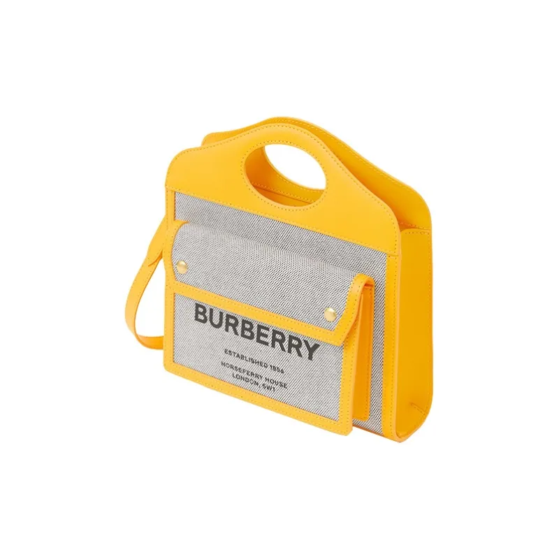 Burberry Horseferry Canvas With Leather Canvas Bag Shoulder Bag Crossbody Bag Handbag Mini Women's Yellow-1