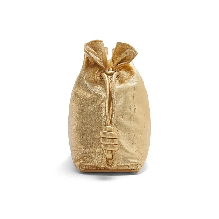 LOEWE Flamenco Sheepskin One Shoulder Crossbody Clutch Women's Gold-2