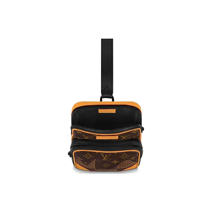 LOUIS VUITTON NIGO Collaboration Cow Leather With Coated Canvas Sling Bag Crossbody Bag Shoulder Bag Men's Brown-4