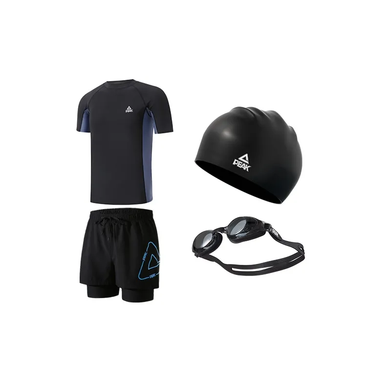 PEAK Swimming Sets Polyester Elastane Seaside Beach Vacation Outdoor Sports Casual Men's Black Blue-4