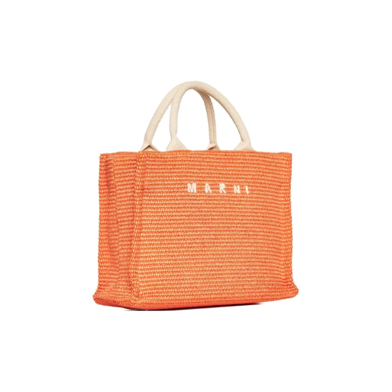 MARNI Cotton Tote Bag Shopping Bag Shoulder Bag Crossbody Bag Handbag Women's Orange-1