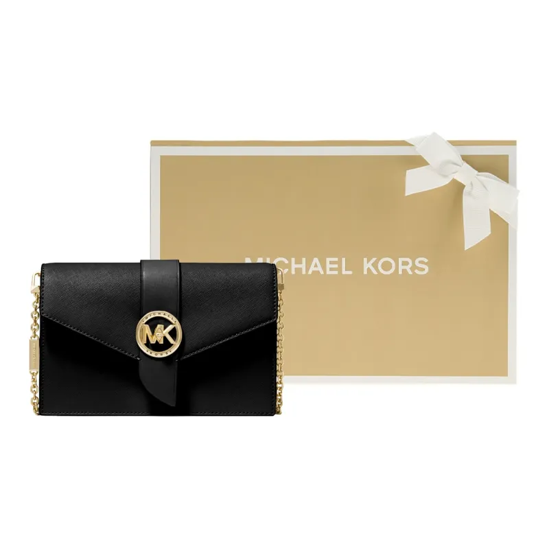 MICHAEL KORS Charm Leather Shoulder Bag, Crossbody Bag Medium Size Women's Black-7