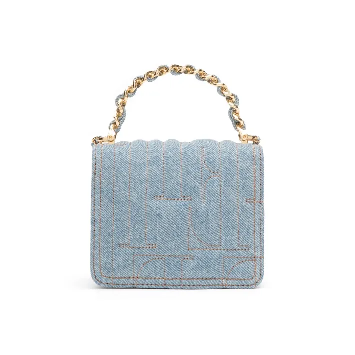 ELLE Fabric Crossbody Bag, Handbag Mini Women's Light Blue/Dark Gray/White-2