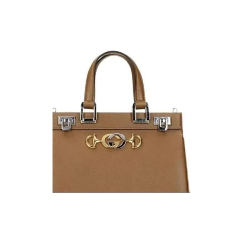 GUCCI Zumi Genuine Leather Shoulder Bag Crossbody Bag Handbag Small Size Women's Taupe-4