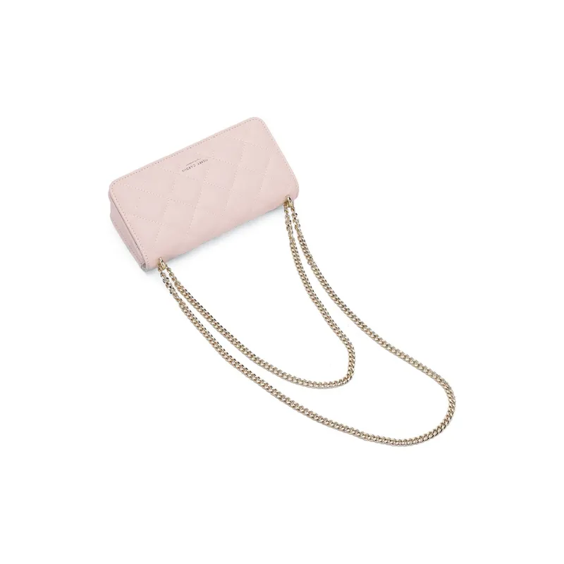 PIERRE CARDIN Chanel Inspired Diamond Pattern Small Square Bag Fashion Commute Women's Bag Women's Ecru/Pink-13