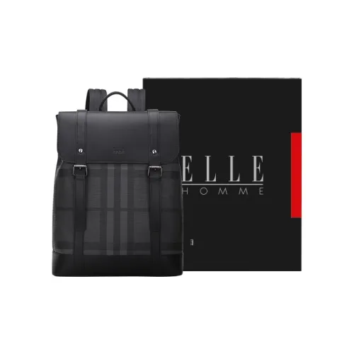 ELLE HOMME Synthetic Leather Laptop Backpack Regular Men's Solid Color