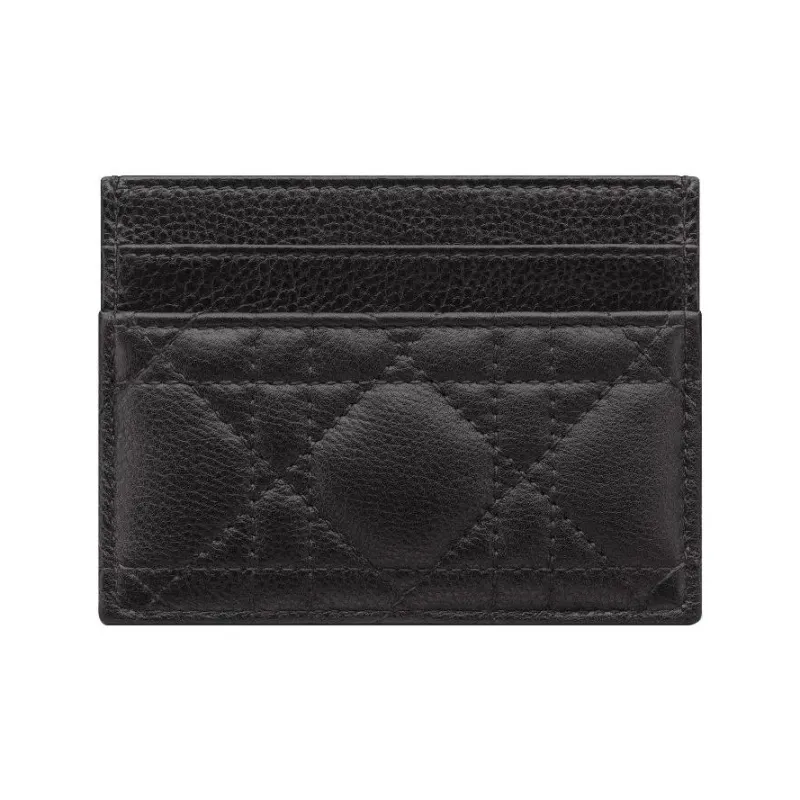 DIOR Soft Cow Leather Card Clip Money Clip Card Holder Women's Black-1