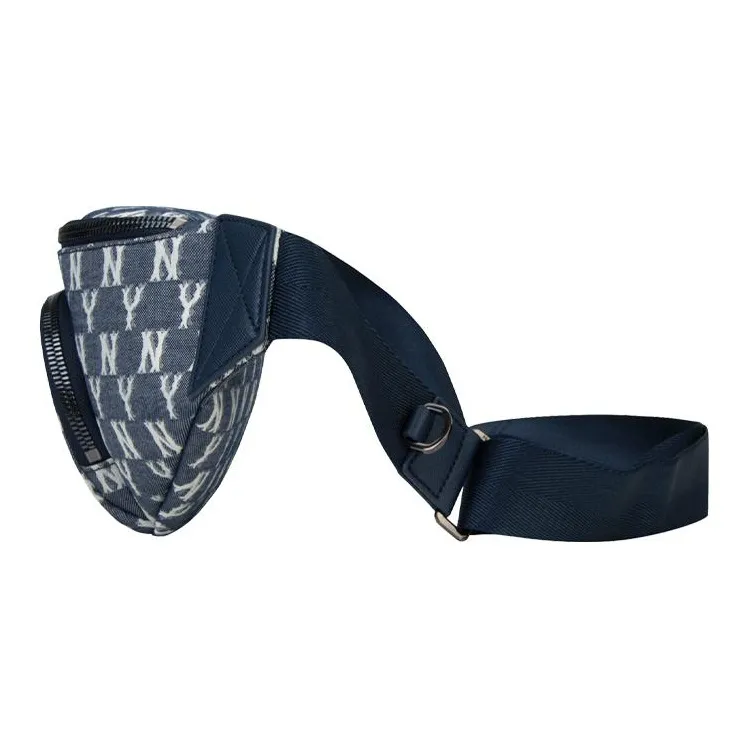 MLB Monogram Collection Denim Combo Bag One Shoulder Sling Bag Fanny Pack Regular Unisex Denim Denim Blue-2
