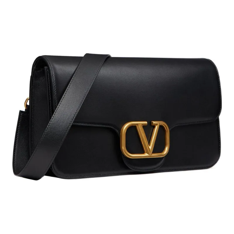 Valentino Calfskin Messenger Bag Crossbody Bag Shoulder Bag Men's Black-1