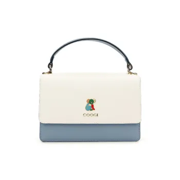 COOGI Cow Leather Handbag Crossbody Bag Medium Size Women's Light Blue/Pink