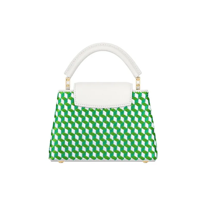 LOUIS VUITTON Capucines Taurillon Leather Embroidered Shoulder Bag Crossbody Bag Handbag Mini Women's Green-2
