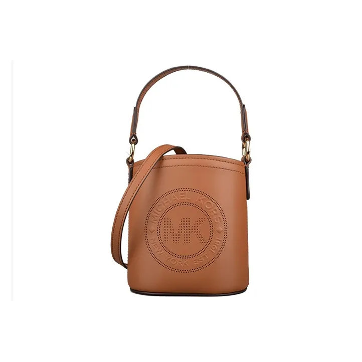 MICHAEL KORS Aidy Leather Bucket Bag Clutch Handbag Crossbody Bag Small Size Women's Brown-0