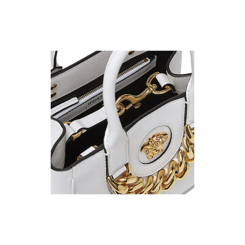VERSACE La Medusa Calfskin One Shoulder Handbags Small Size Women's White-3