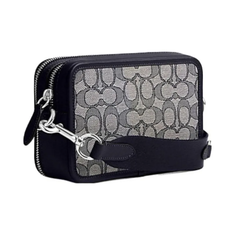 COACH Charter Fabric With Cow Leather Shoulder Bag, Crossbody Bag Trumpets Men's Black Gray-1