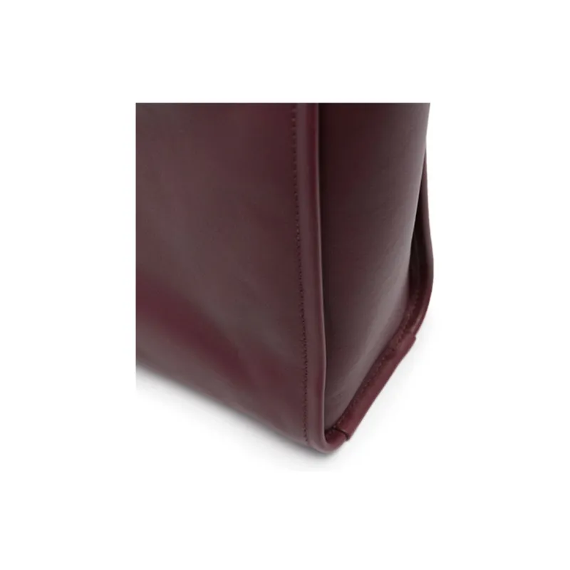 Chloe Leather Tote Bag Shopping Bag Handbag Small Size Women's Burgundy/Blue-2