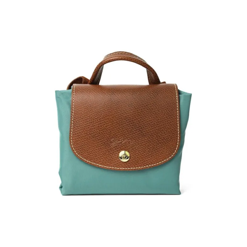 LONGCHAMP Le Pliage Recycled Canvas With Leather Trim Backpack Women's Elm Green-5