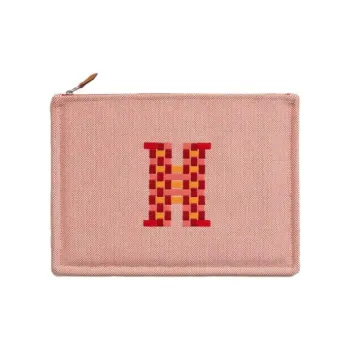 HERMES Canvas Clutch Canvas Bag Storage Bag Unisex Red