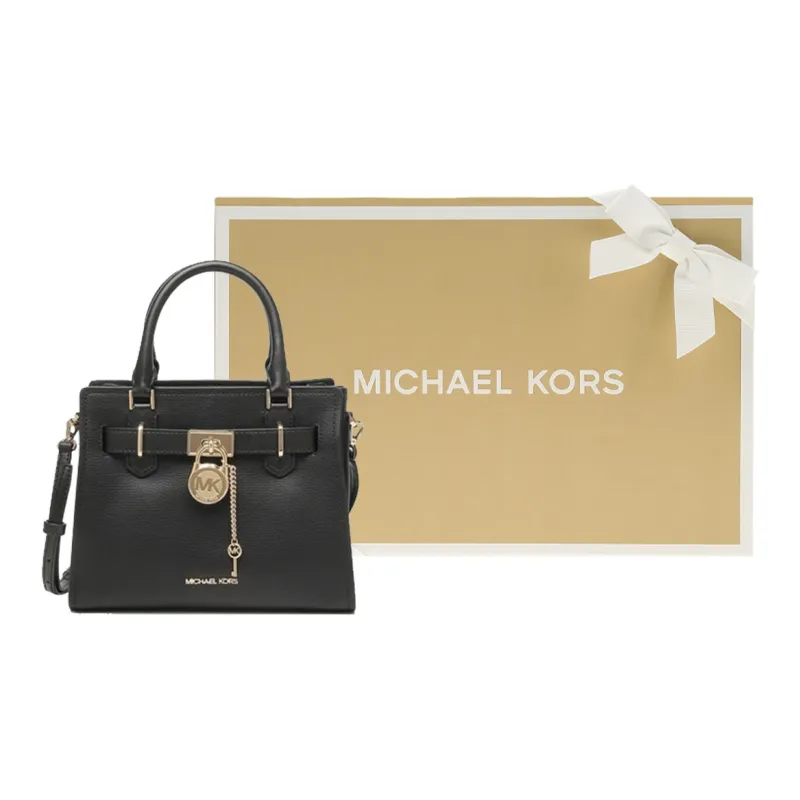 MICHAEL KORS Nouveau Hamilton Leather Shoulder Bag, Crossbody Bag, Handbag Regular Women's Black-9