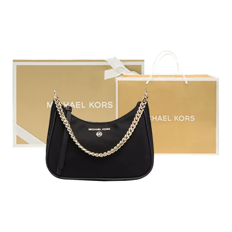MICHAEL KORS Jet Set Charm Leather Trim Shoulder Bag, Handbag Trumpets Women's Black-10