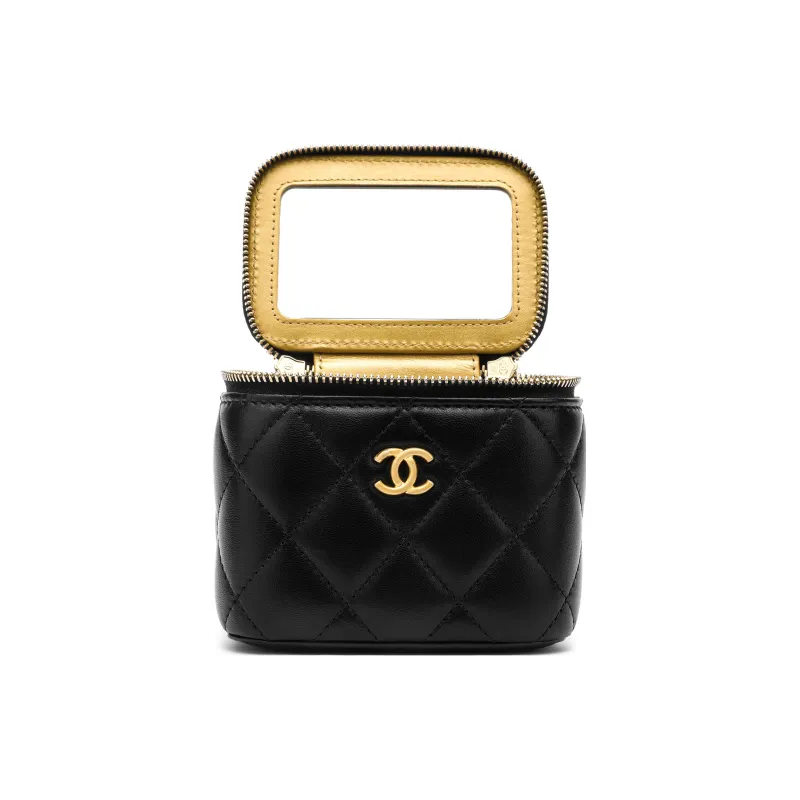 CHANEL 22SS Sheepskin Box Bag, Shoulder Bag, Crossbody Bag Trumpets Women's Black-2