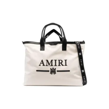 AMIRI Cotton With Calfskin Tote Bag Shopping Bag Handbag Regular Men's Beige